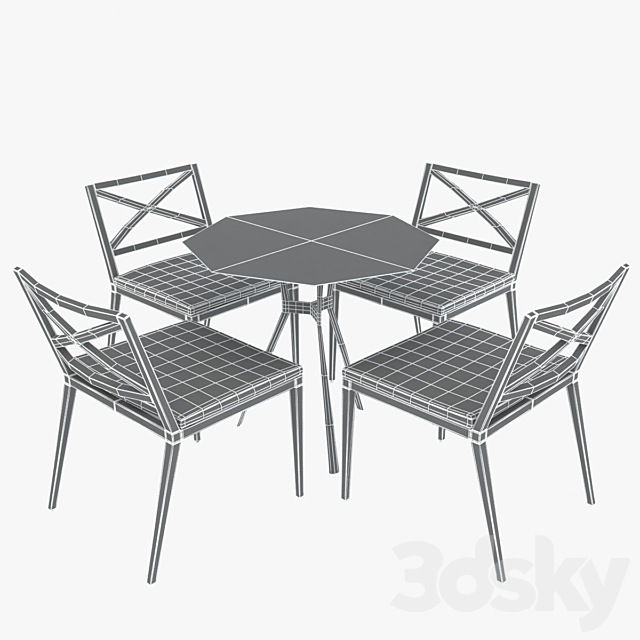 Table and chairs Janus 3DS Max Model - thumbnail 3