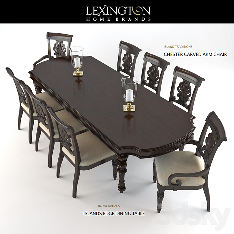 table and chairs Lexington 3DS Max - thumbnail 1