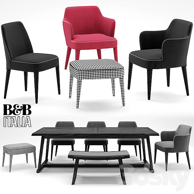 Table and chairs maxalto FEBO. RECIPIO. SELLA 3DSMax File - thumbnail 2