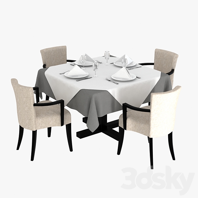 Table and chairs Morgan 3DSMax File - thumbnail 1