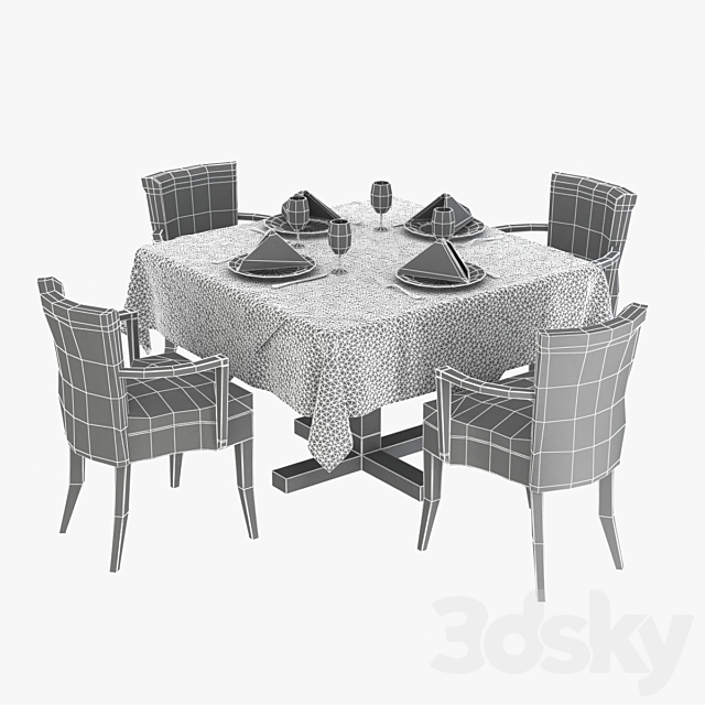 Table and chairs Morgan 3DSMax File - thumbnail 3