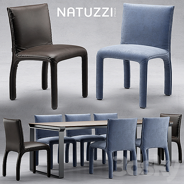 Table and chairs natuzzi Hedi 3DSMax File - thumbnail 1