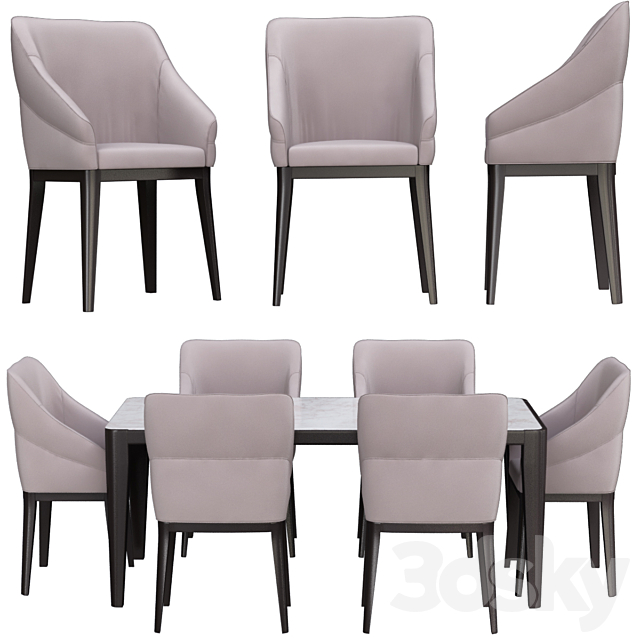 Table and chairs Natuzzi minerva 3DSMax File - thumbnail 1