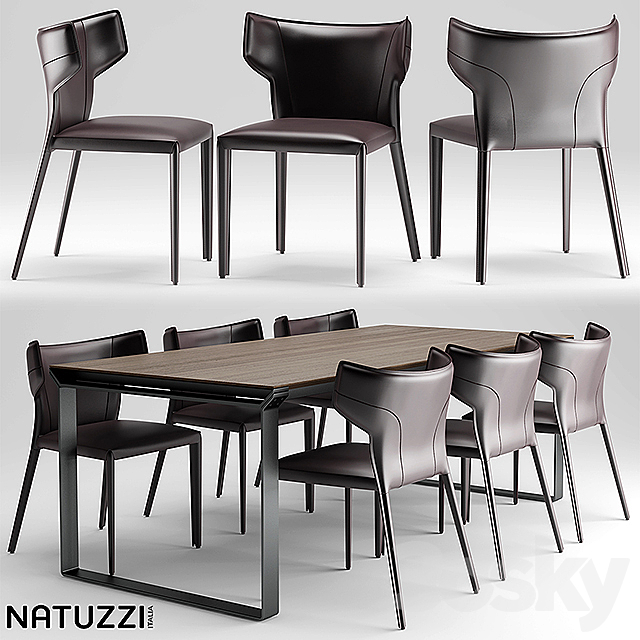 Table and chairs natuzzi Pi Greco. Omega 3DSMax File - thumbnail 1