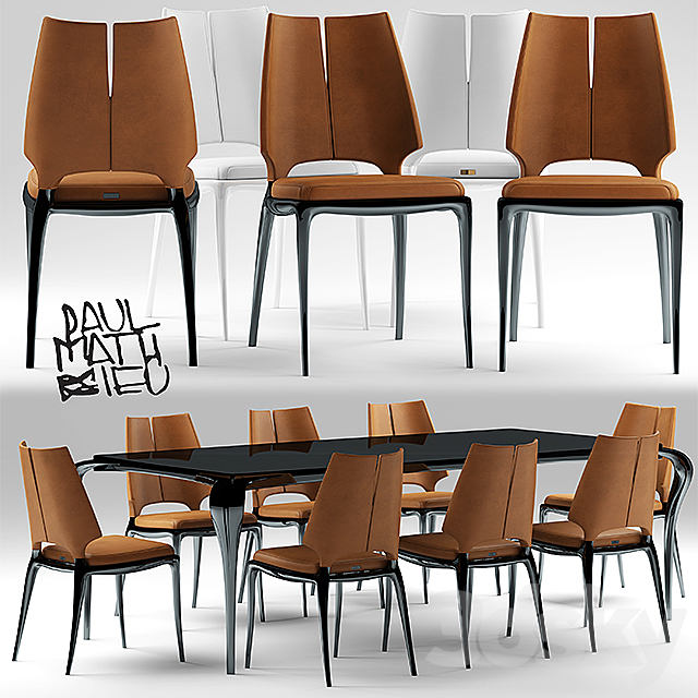 Table and chairs Paul Mathieu for Luxury Living group 3DSMax File - thumbnail 1