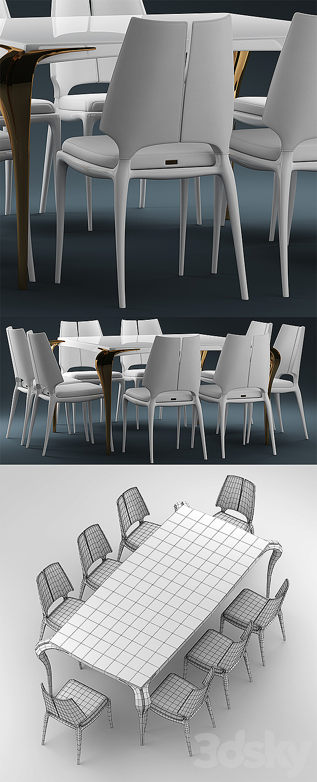 Table and chairs Paul Mathieu for Luxury Living group 3DSMax File - thumbnail 3