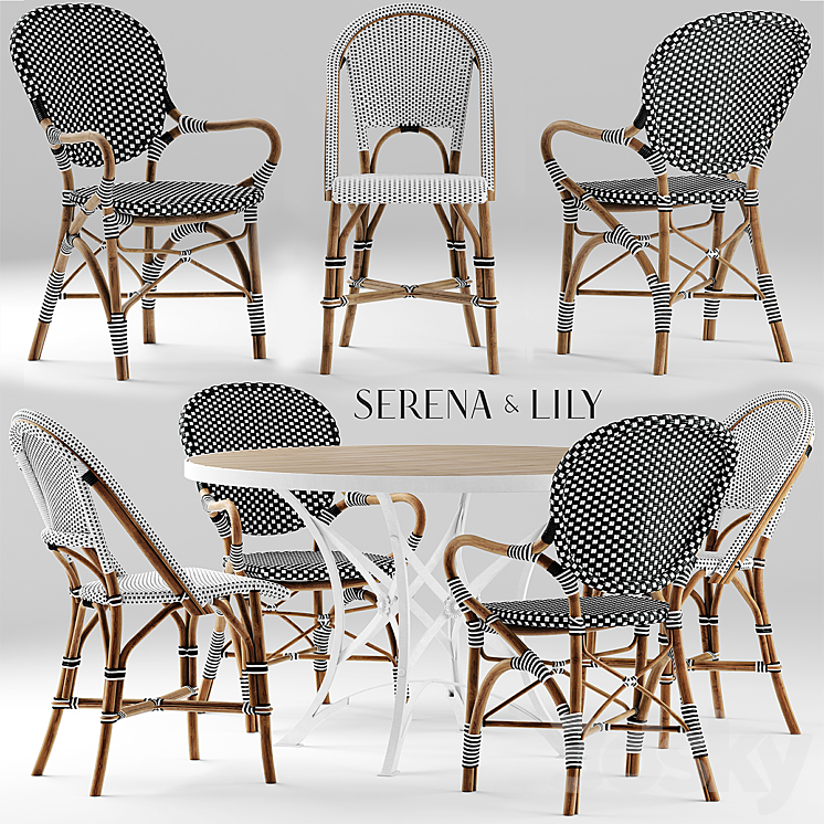 Table and chairs serena and lily 3DS Max - thumbnail 1