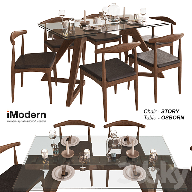 Table and chairs Story and Osborn IModern 3DSMax File - thumbnail 1