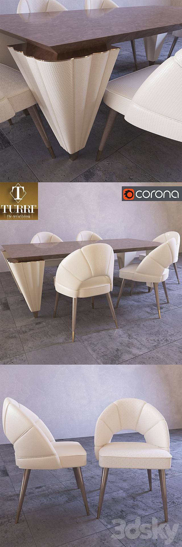 Table and chairs Turri Orion 3DSMax File - thumbnail 1