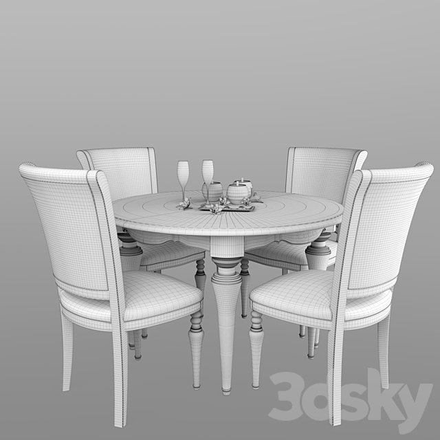 Table and chairs Venezia Merx 3DS Max Model - thumbnail 3