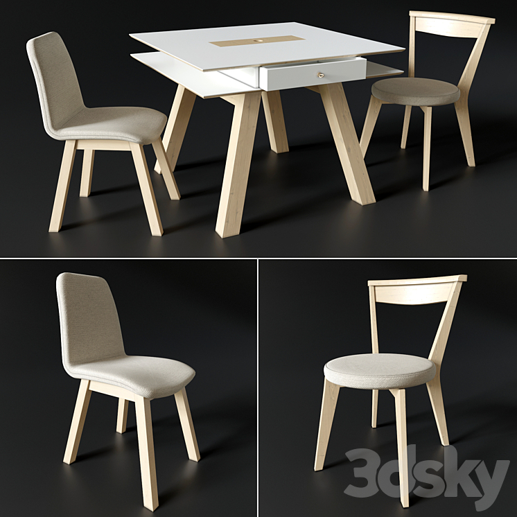 Table and chairs VOX 3DS Max - thumbnail 1