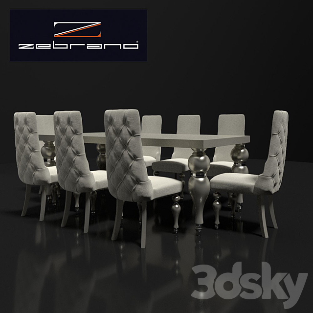 Table and chairs ZebranoCasa 3DS Max Model - thumbnail 1