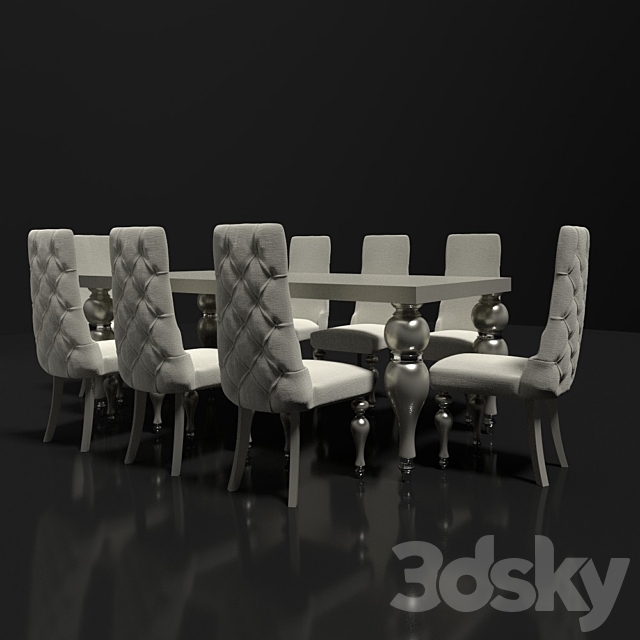 Table and chairs ZebranoCasa 3DS Max Model - thumbnail 2