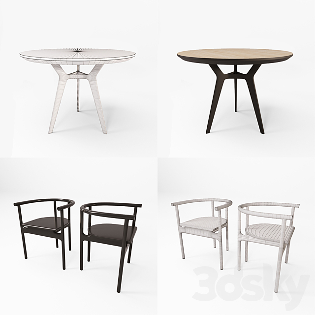 Table and semi-armchair UNIKA MOBLAR 3DSMax File - thumbnail 2