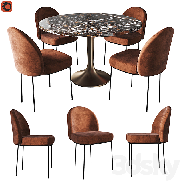 Table Aradan AM.PM chair Topim La Redoute 3DS Max Model - thumbnail 1