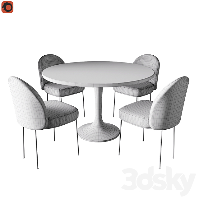 Table Aradan AM.PM chair Topim La Redoute 3DS Max Model - thumbnail 3