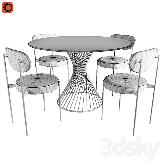 Table Calligaris Vortex Chair Dublin Houndstooth 3DS Max Model - thumbnail 4