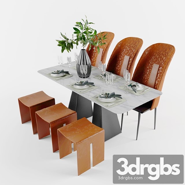 Table + chair 2 3dsmax Download - thumbnail 1