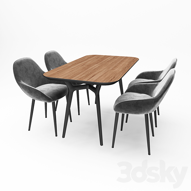 table & chair 3DSMax File - thumbnail 1