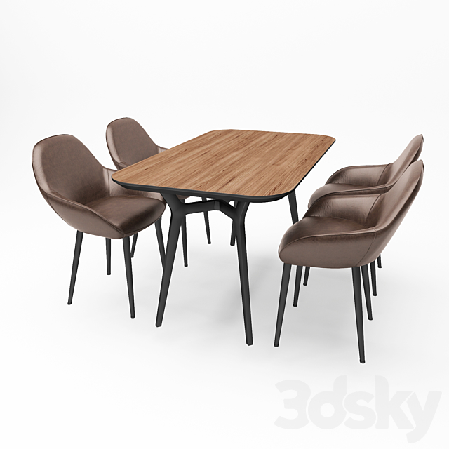 table & chair 3DSMax File - thumbnail 2