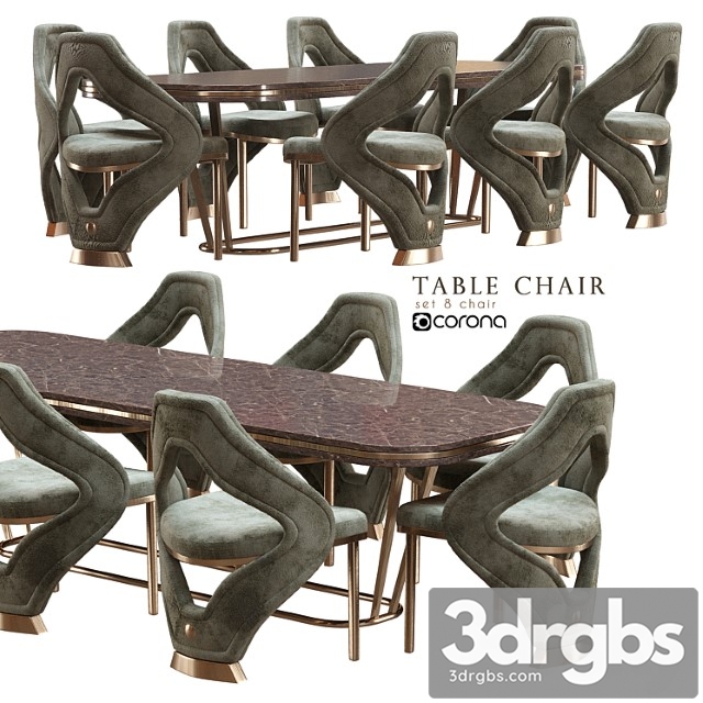 Table Chair Modern 1 3dsmax Download - thumbnail 1