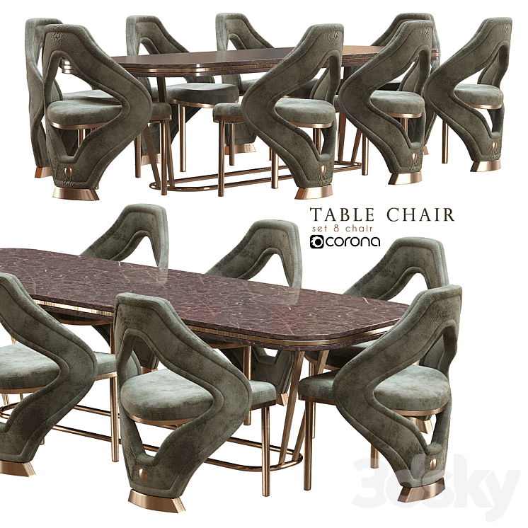 table chair modern 3DS Max - thumbnail 1