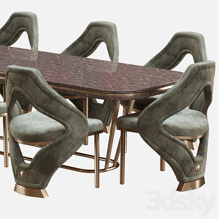 table chair modern 3DS Max - thumbnail 2