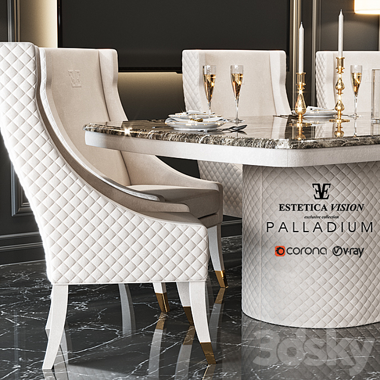 Table + chair Palladium 3DS Max - thumbnail 2