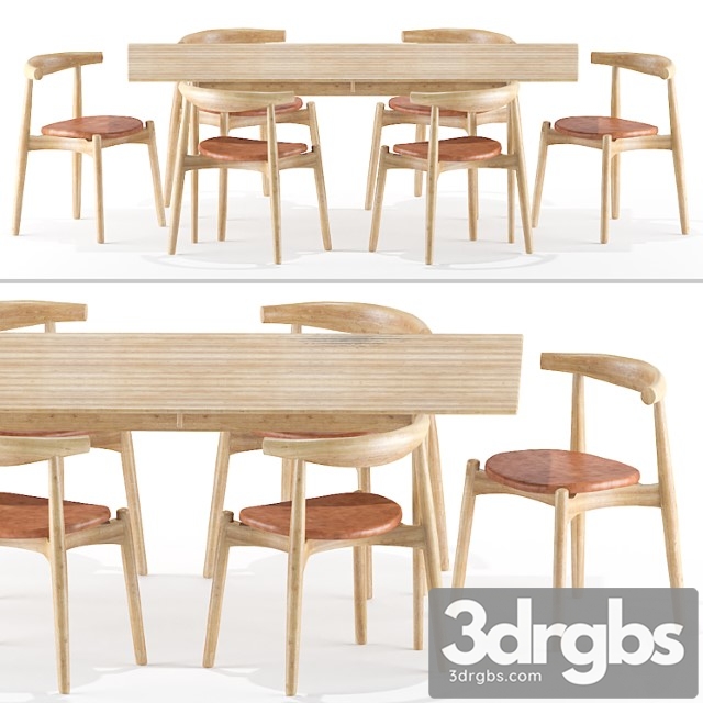 Table chair set 06 2 3dsmax Download - thumbnail 1