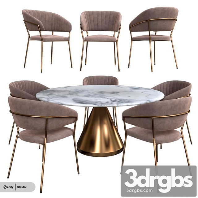 Table + chair with new design 2 3dsmax Download - thumbnail 1