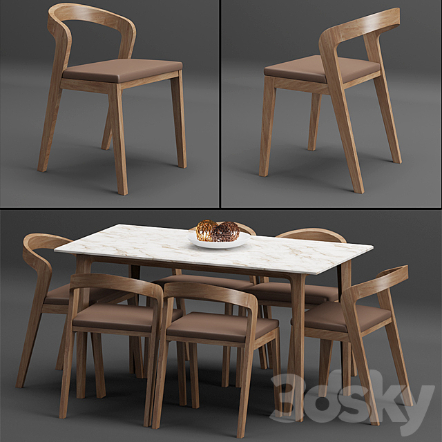 Table + chair_set_002 3DSMax File - thumbnail 1