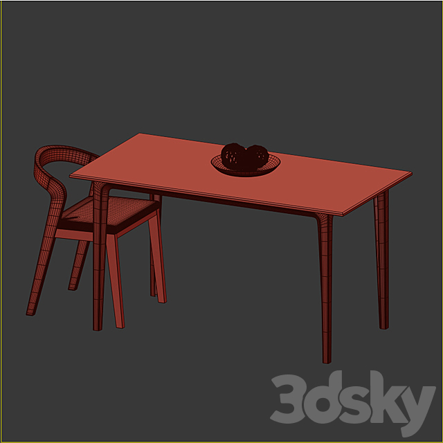 Table + chair_set_002 3DSMax File - thumbnail 3