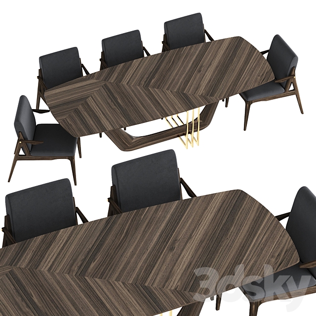 TABLE + CHAIRS BY ARCHMEBEL 3DS Max Model - thumbnail 2