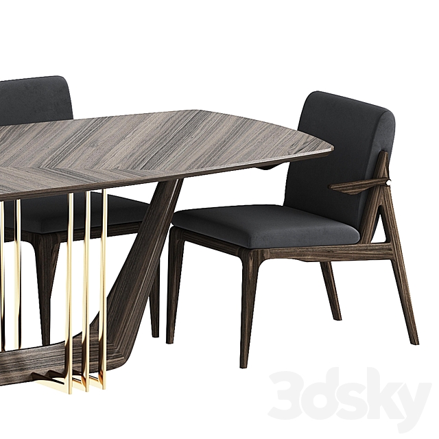 TABLE + CHAIRS BY ARCHMEBEL 3DS Max Model - thumbnail 4