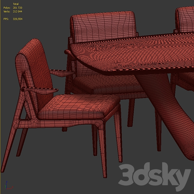 TABLE + CHAIRS BY ARCHMEBEL 3DS Max Model - thumbnail 5