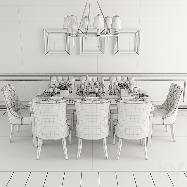 Table. chairs. serving 2 3DSMax File - thumbnail 3