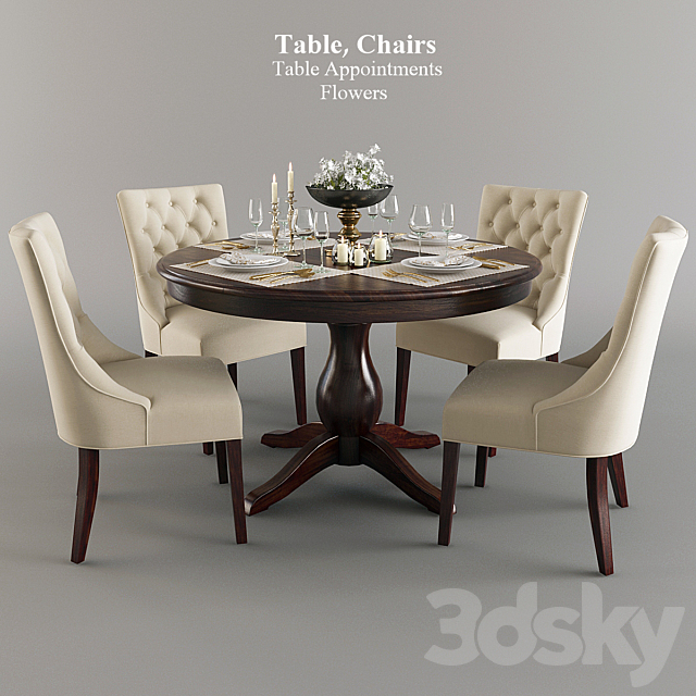 Table. chairs. table setting 3DSMax File - thumbnail 1