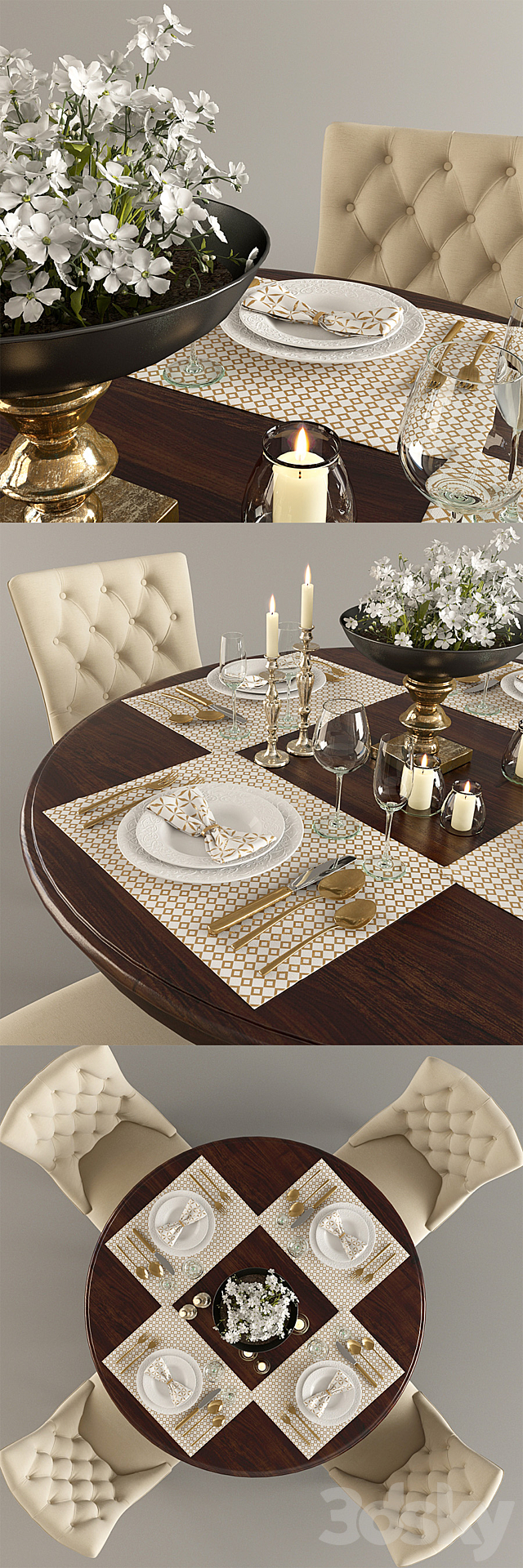 Table. chairs. table setting 3DSMax File - thumbnail 2