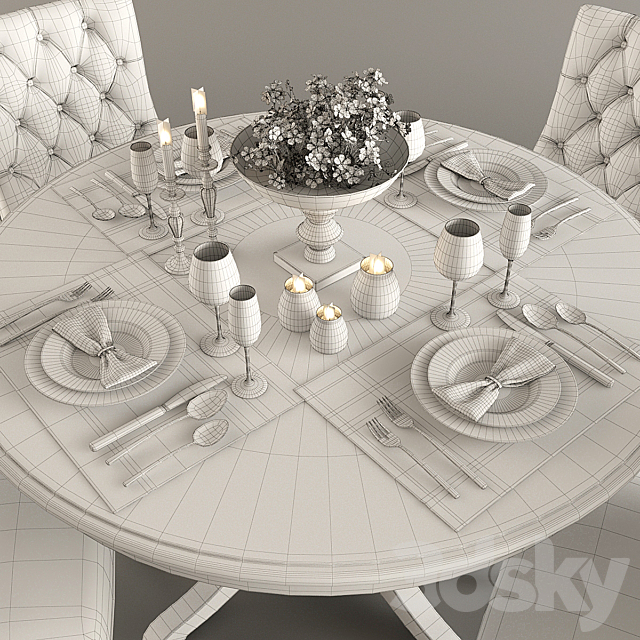 Table. chairs. table setting 3DSMax File - thumbnail 3