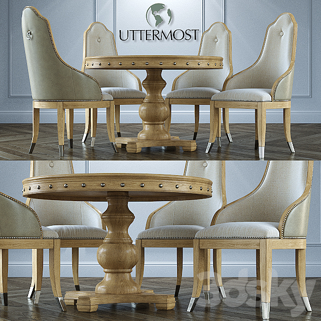 Table + chairs Uttermost Sylvana 3ds Max - thumbnail 1