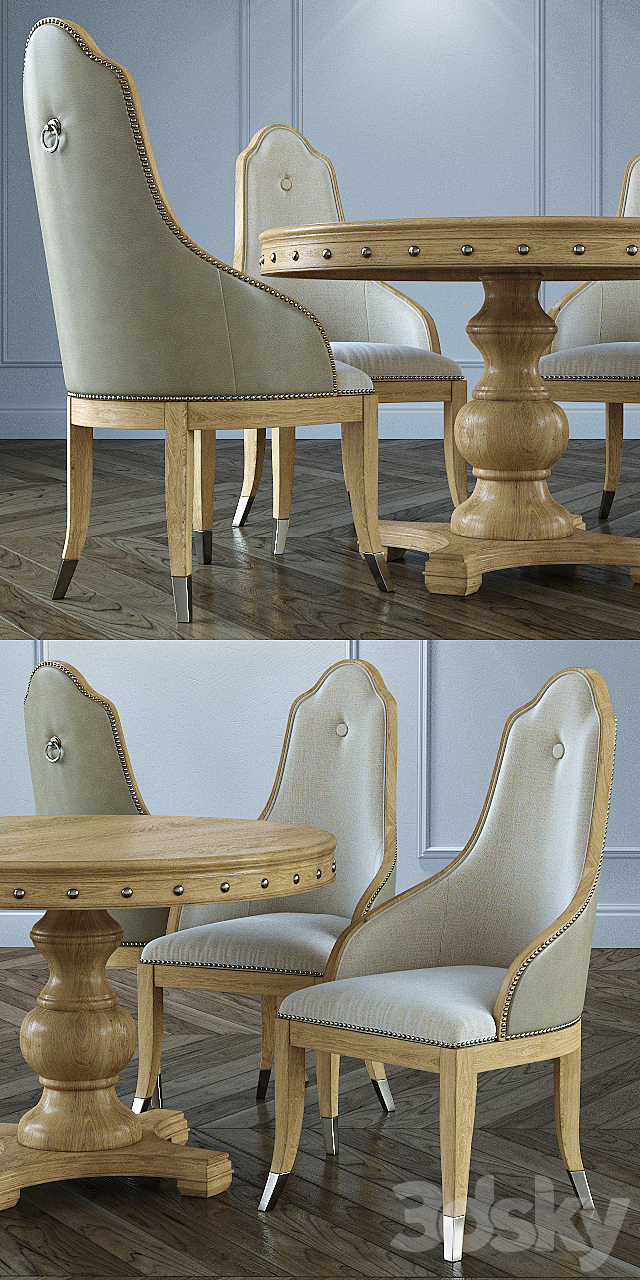 Table + chairs Uttermost Sylvana 3ds Max - thumbnail 2