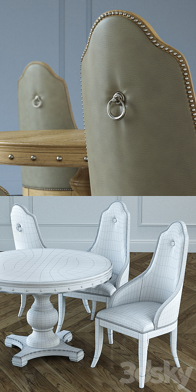 Table + chairs Uttermost Sylvana 3ds Max - thumbnail 3