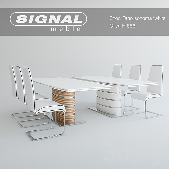 Table FANO sonoma _ white chair H-866 Signal 3DSMax File - thumbnail 1