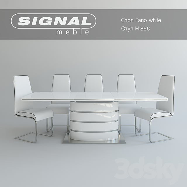 Table FANO sonoma _ white chair H-866 Signal 3DSMax File - thumbnail 2