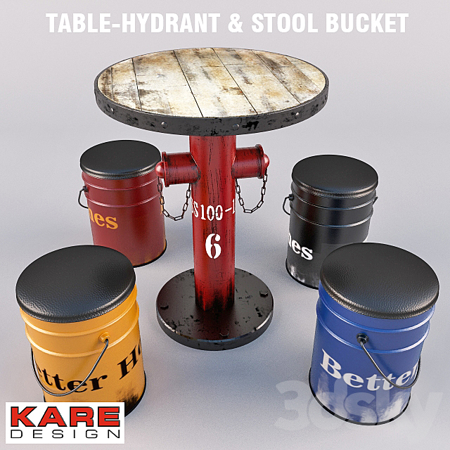 Table-hydrant barrel chairs and KARE design 3ds Max - thumbnail 1