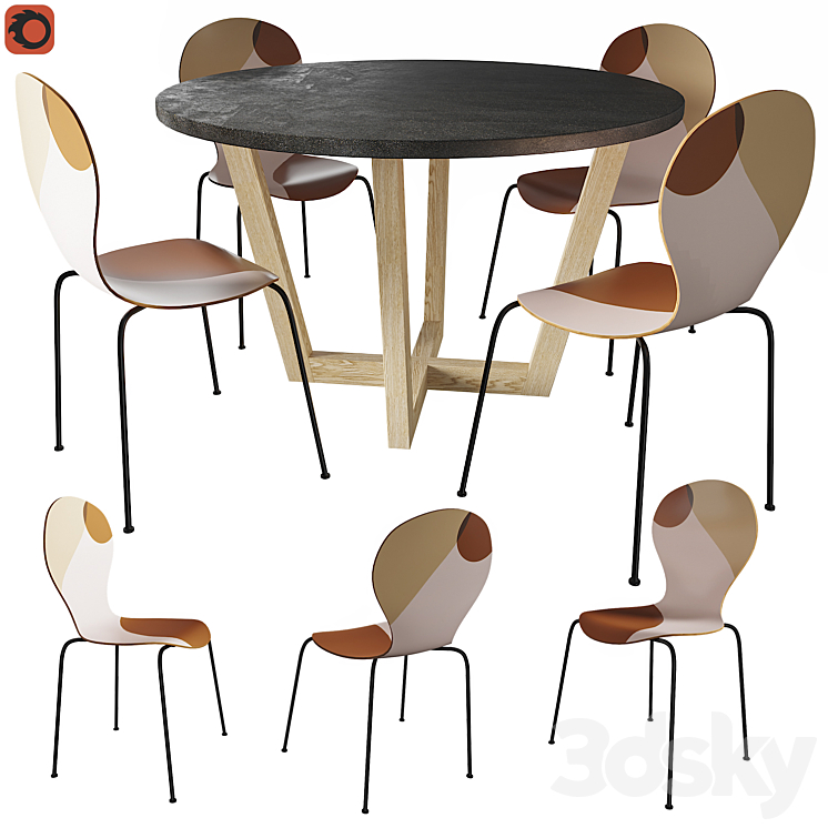 Table Jacob AM.PM chair Bonna La Redoute 3DS Max - thumbnail 1