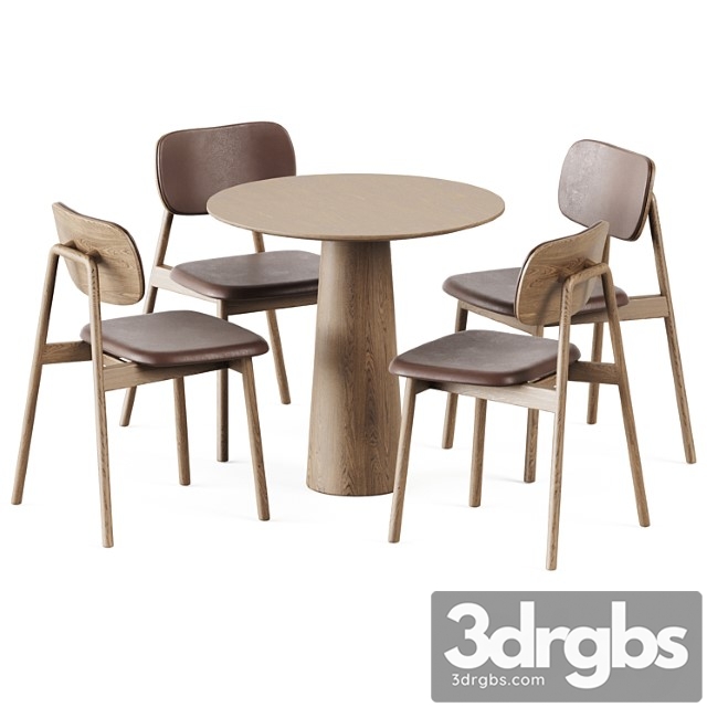 Table p.o.v. d80 by ton and wooden klara chair upholstered by moroso - thumbnail 1