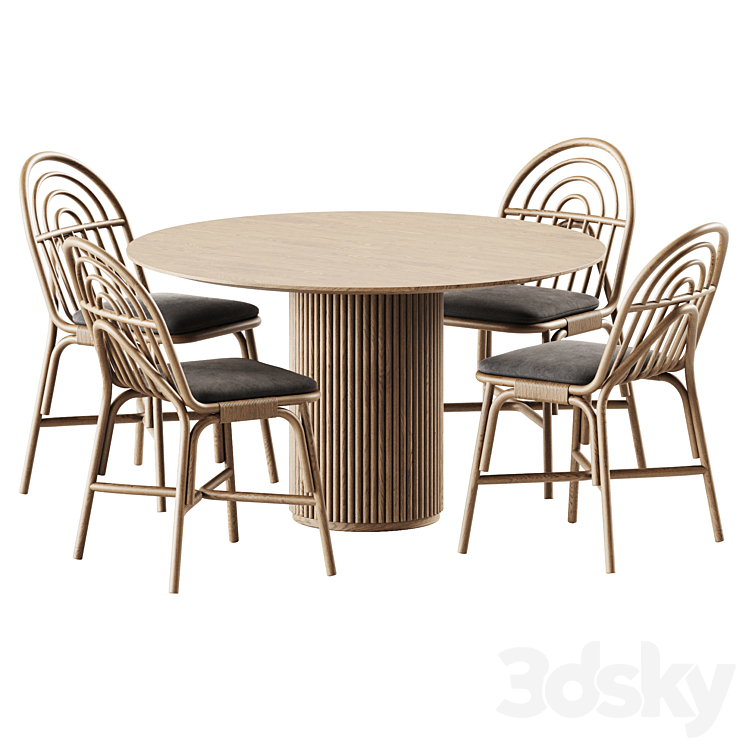 Table Palais royal By asplund and Chair Rotin by Guillaume Delvigne 3DS Max Model - thumbnail 1