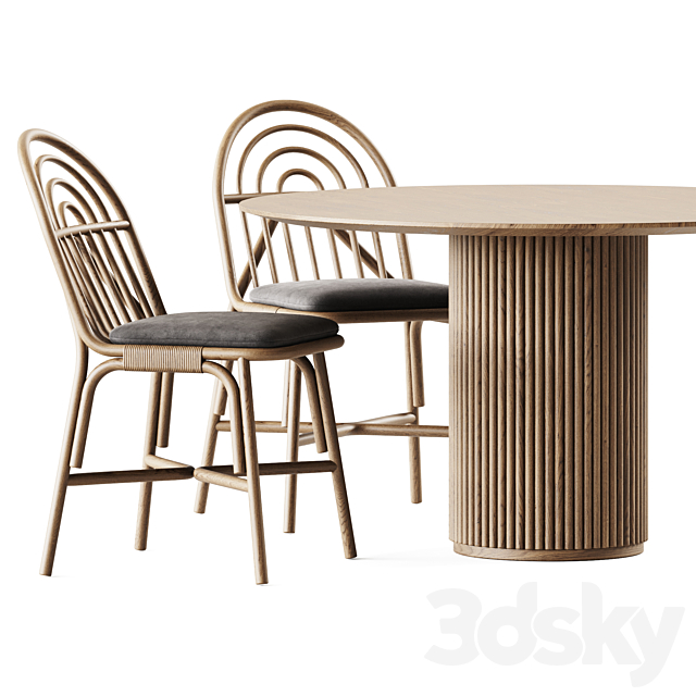 Table Palais royal By asplund and Chair Rotin by Guillaume Delvigne 3DSMax File - thumbnail 2