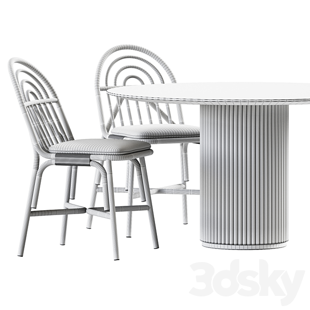 Table Palais royal By asplund and Chair Rotin by Guillaume Delvigne 3DSMax File - thumbnail 3